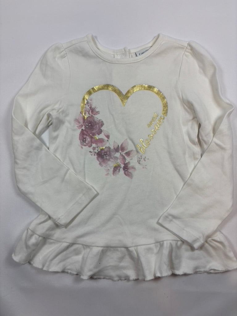 Sweat-shirt blanc motif cœur – Fagotti – Fille 92