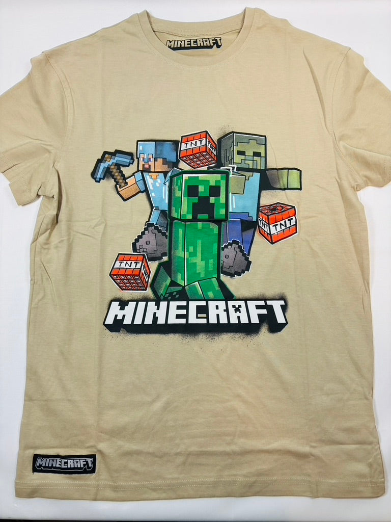 T-shirt Beige Motif Minecraft – Garçon – 158