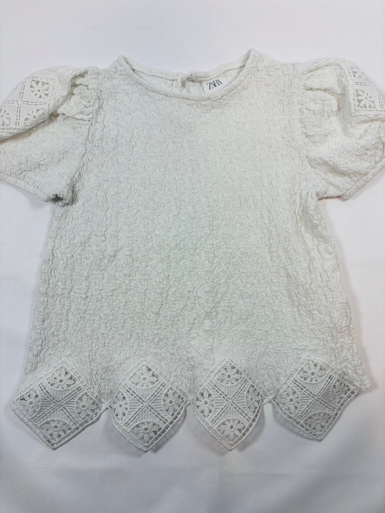 T-shirt manches courtes blanc fille 128 - Zara