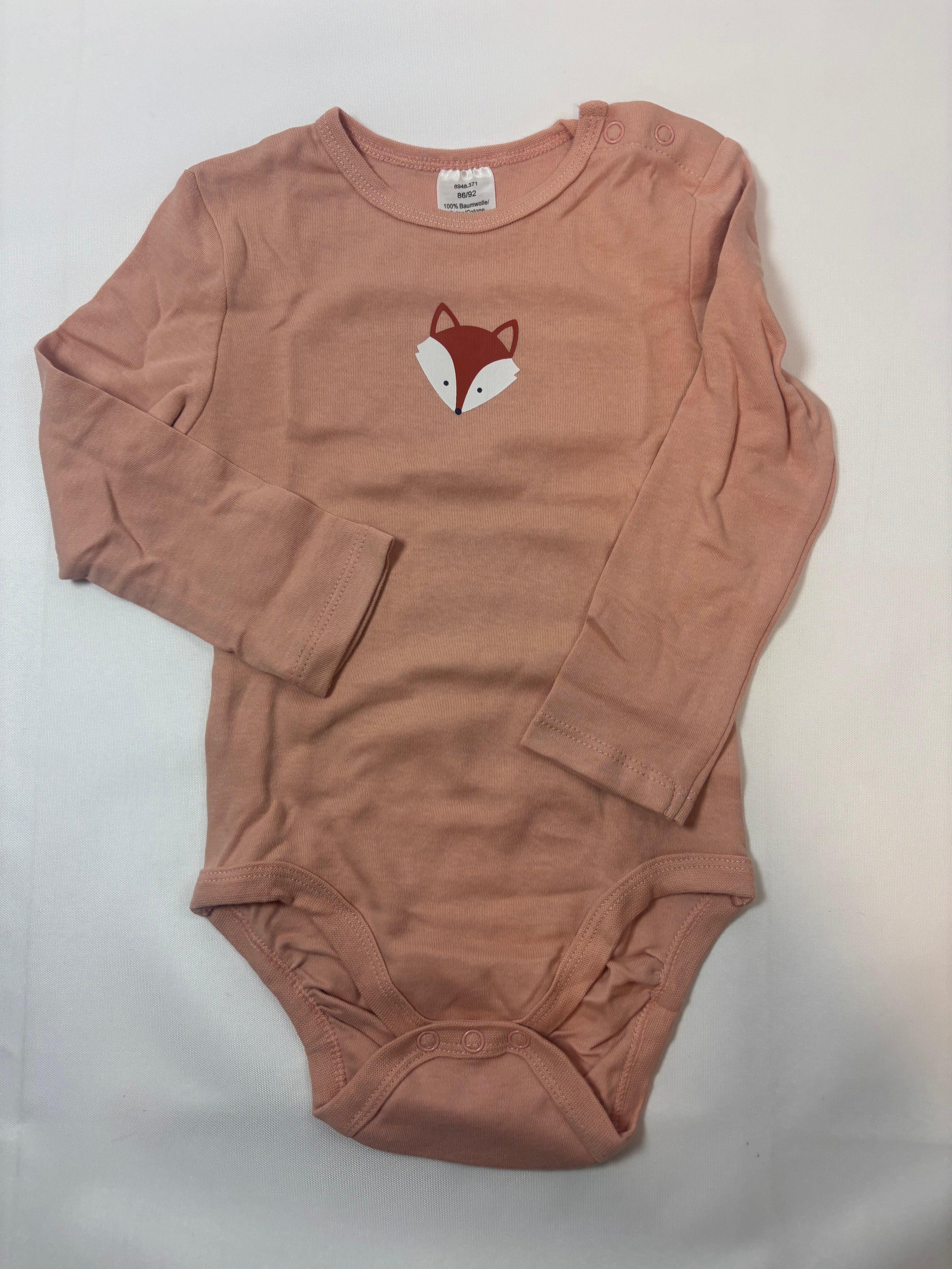 Body rose motif renard Smile – Taille 86/92