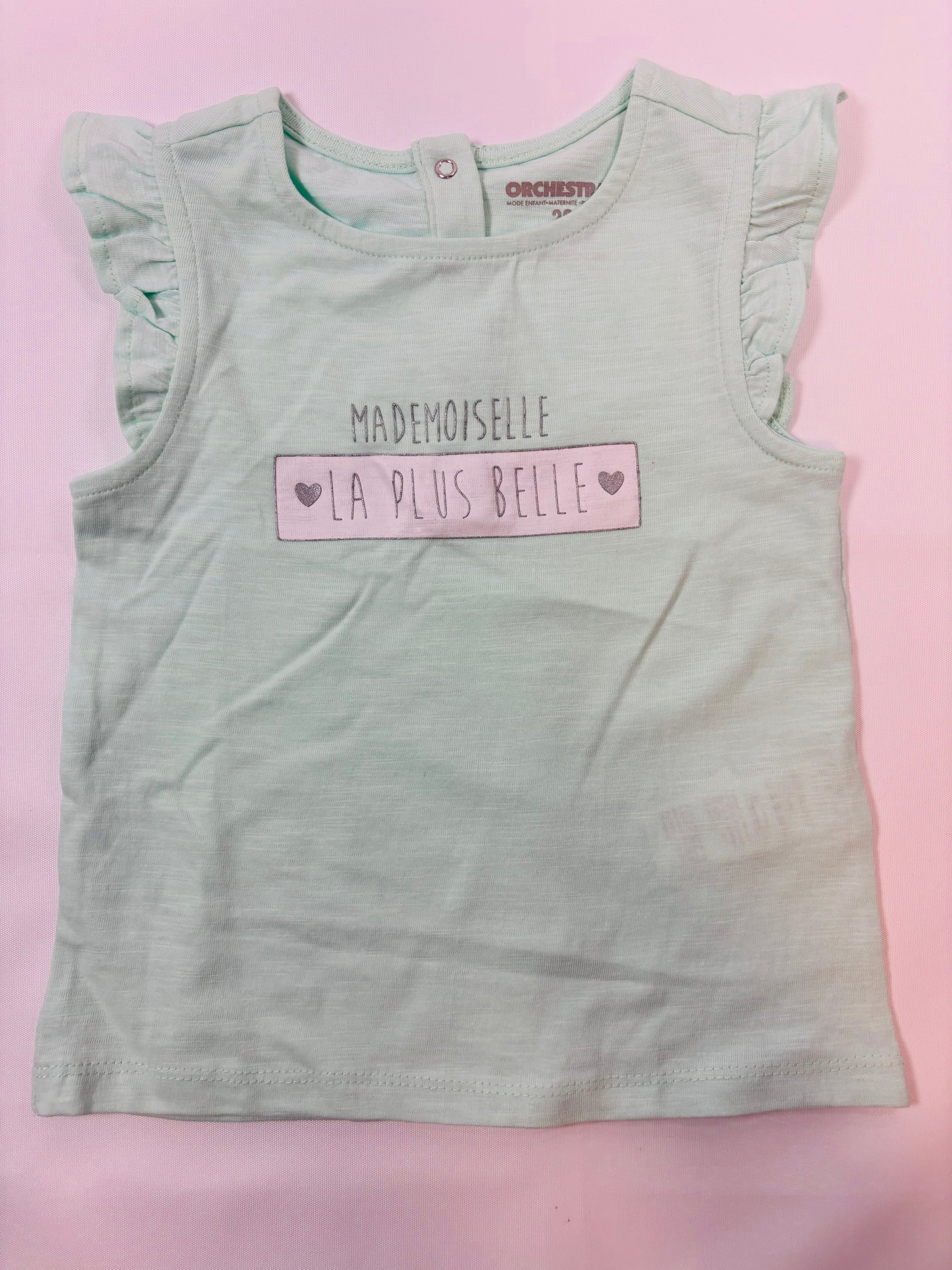 T-shirt bleu clair uni fille – taille 92