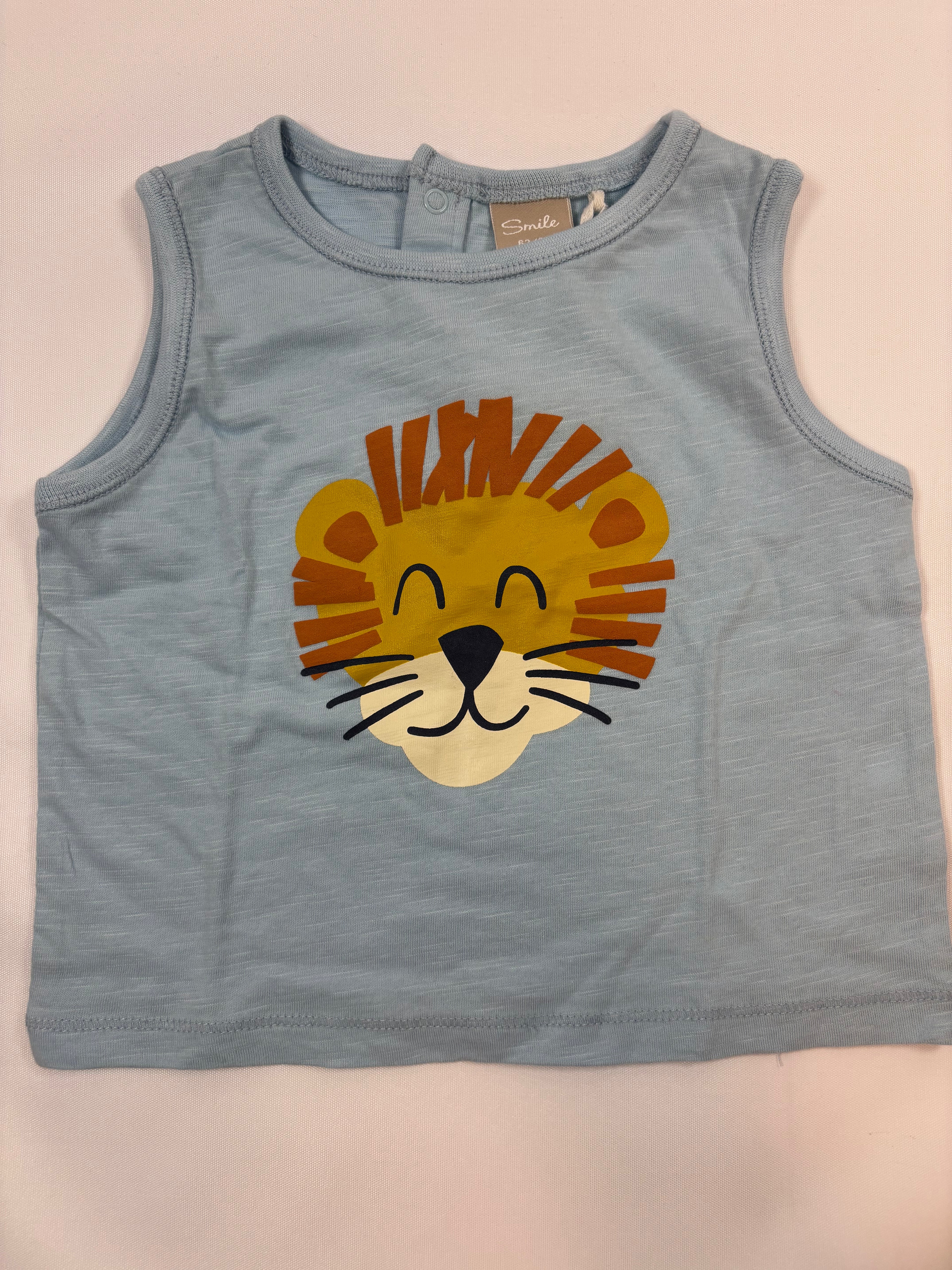 Débardeur bleu motif lion garçon – taille 62/68