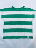 T-shirt rayé vert et blanc – Fille – 74