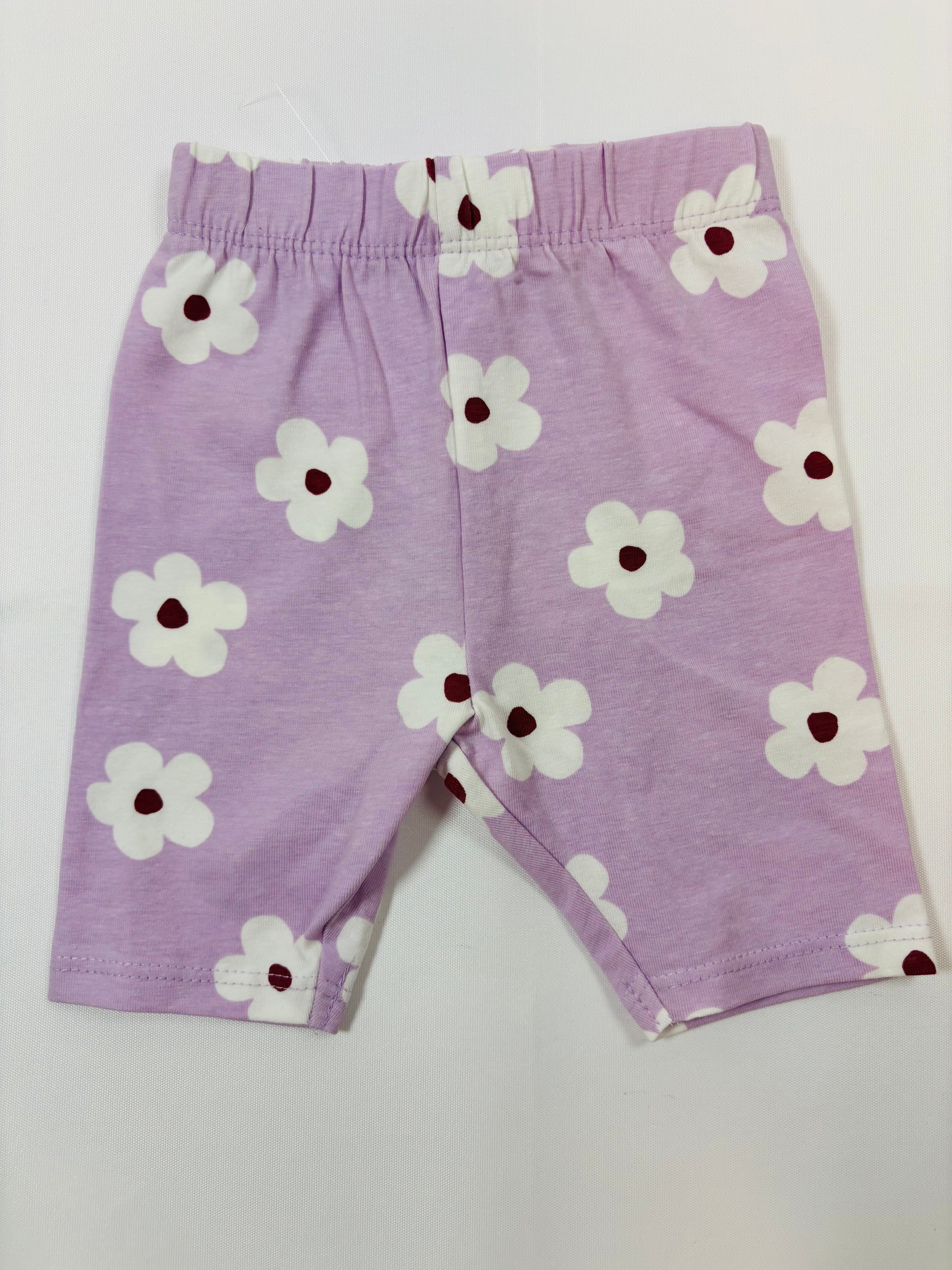 Legging court violet motif fleurs – Fille – 62-68