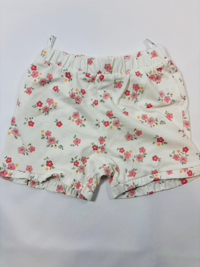Short blanc motifs fleurs fille – taille 80