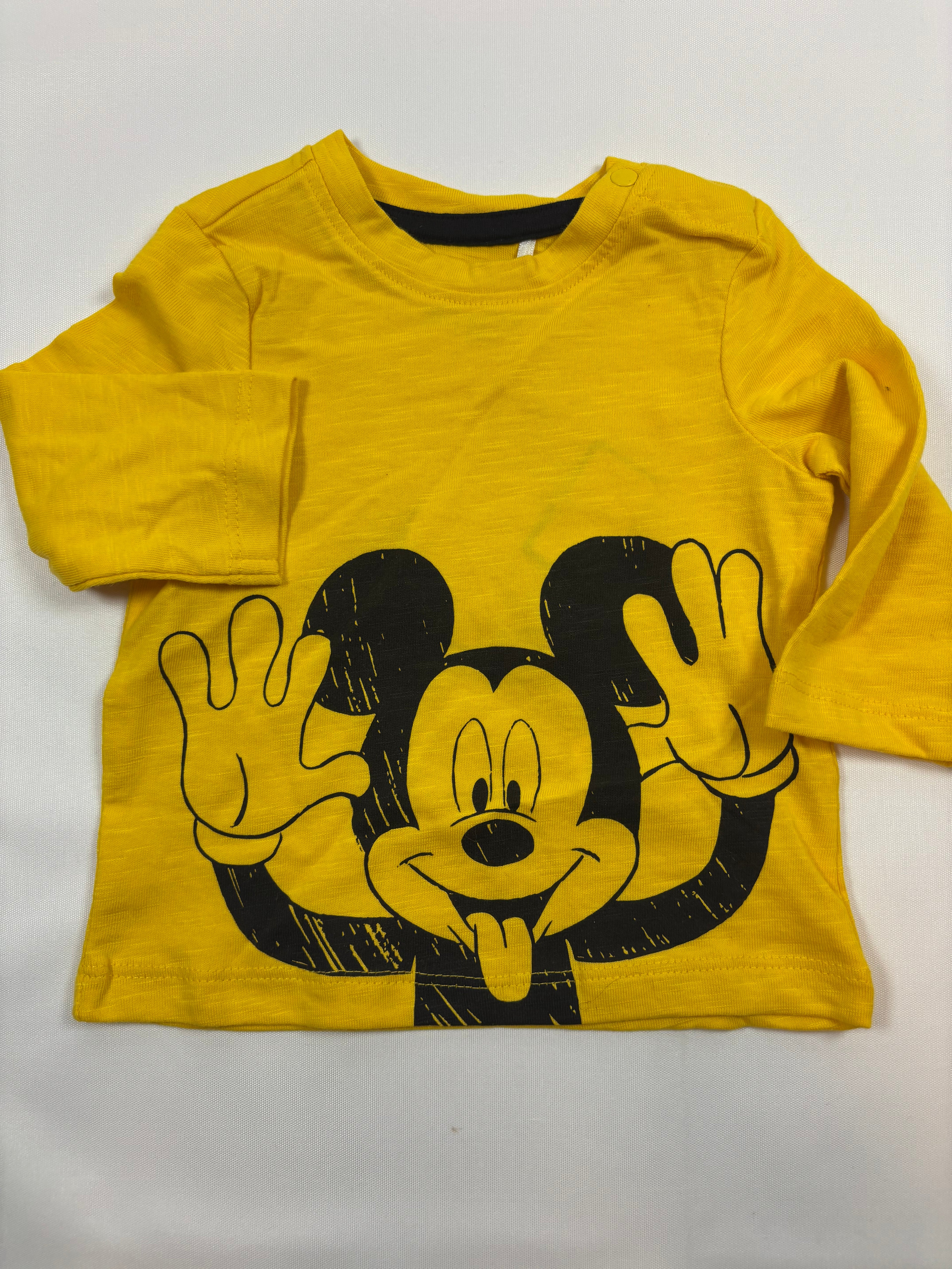 T-shirt manches longues jaune motif Mickey garçon – Orchestra – Taille 60
