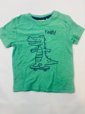 T-shirt vert motif crocodile garçon Smile – Taille 68 (neuf)