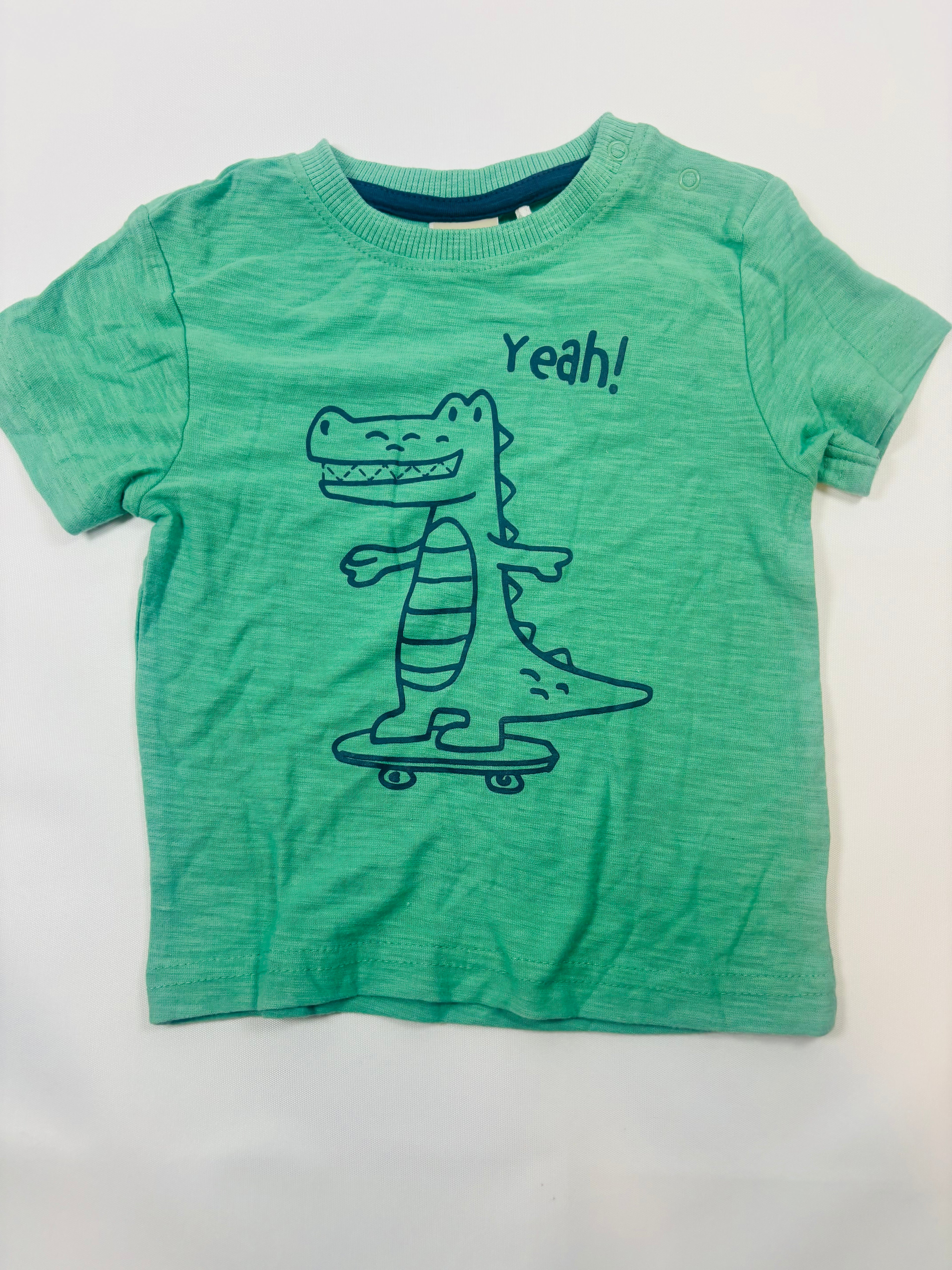 T-shirt vert motif crocodile garçon Smile – Taille 68 (neuf)
