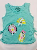Débardeur fille turquoise motifs licorne 92 - Boinc