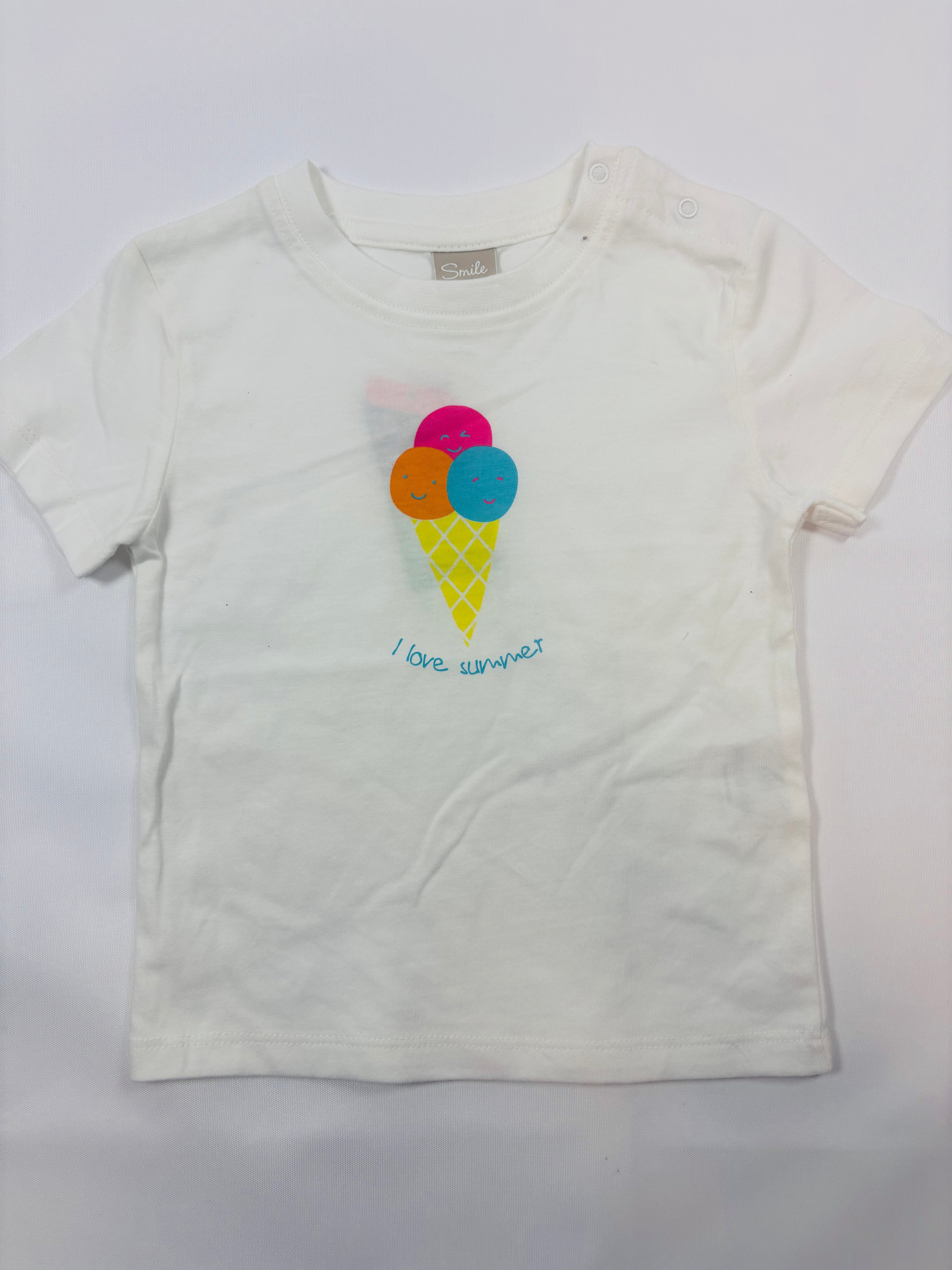T-shirt blanc motif glace – Smile – Garçon taille 86-92
