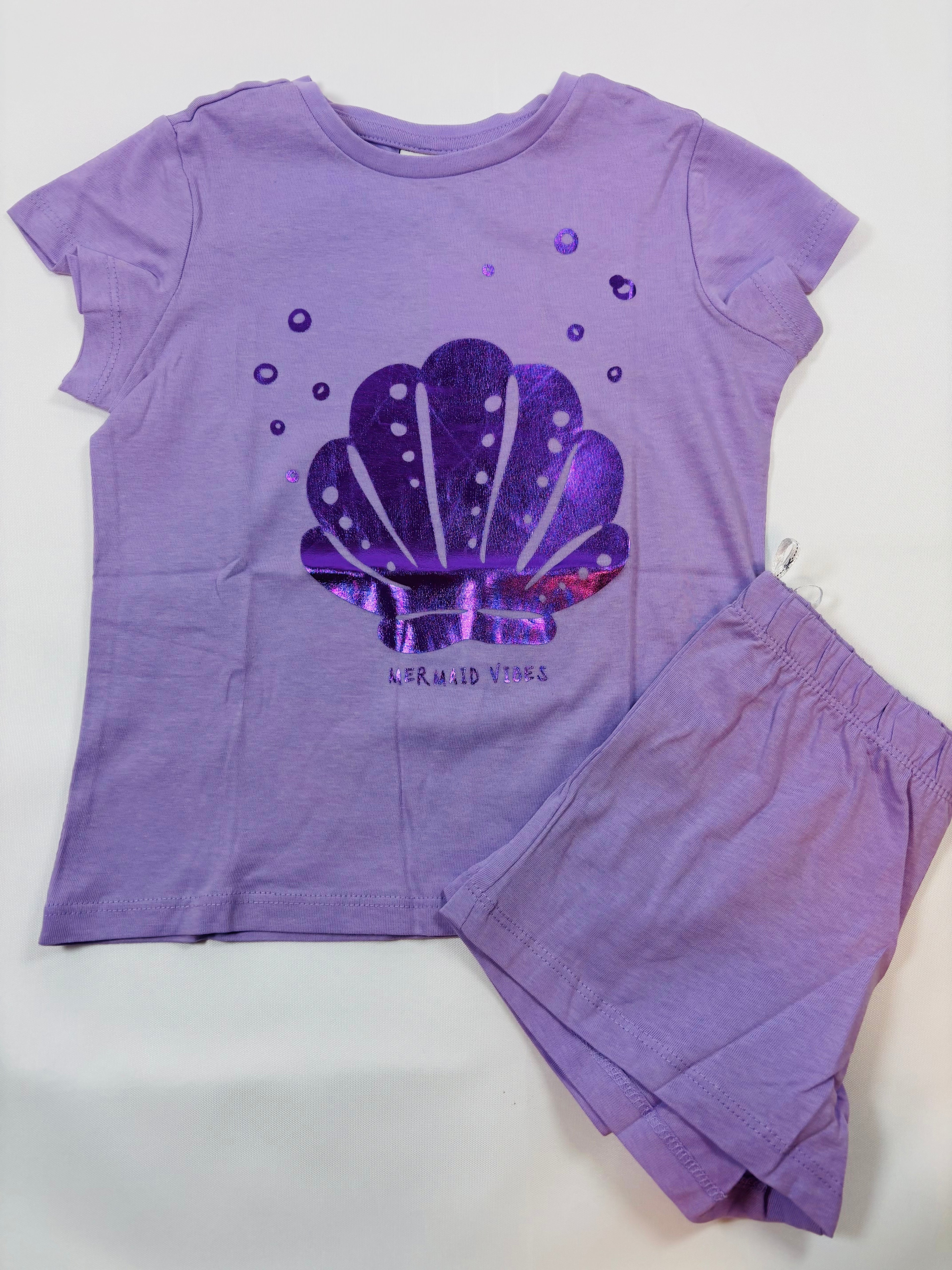 Pyjama court motif coquillage – Violet 104 (C&A)