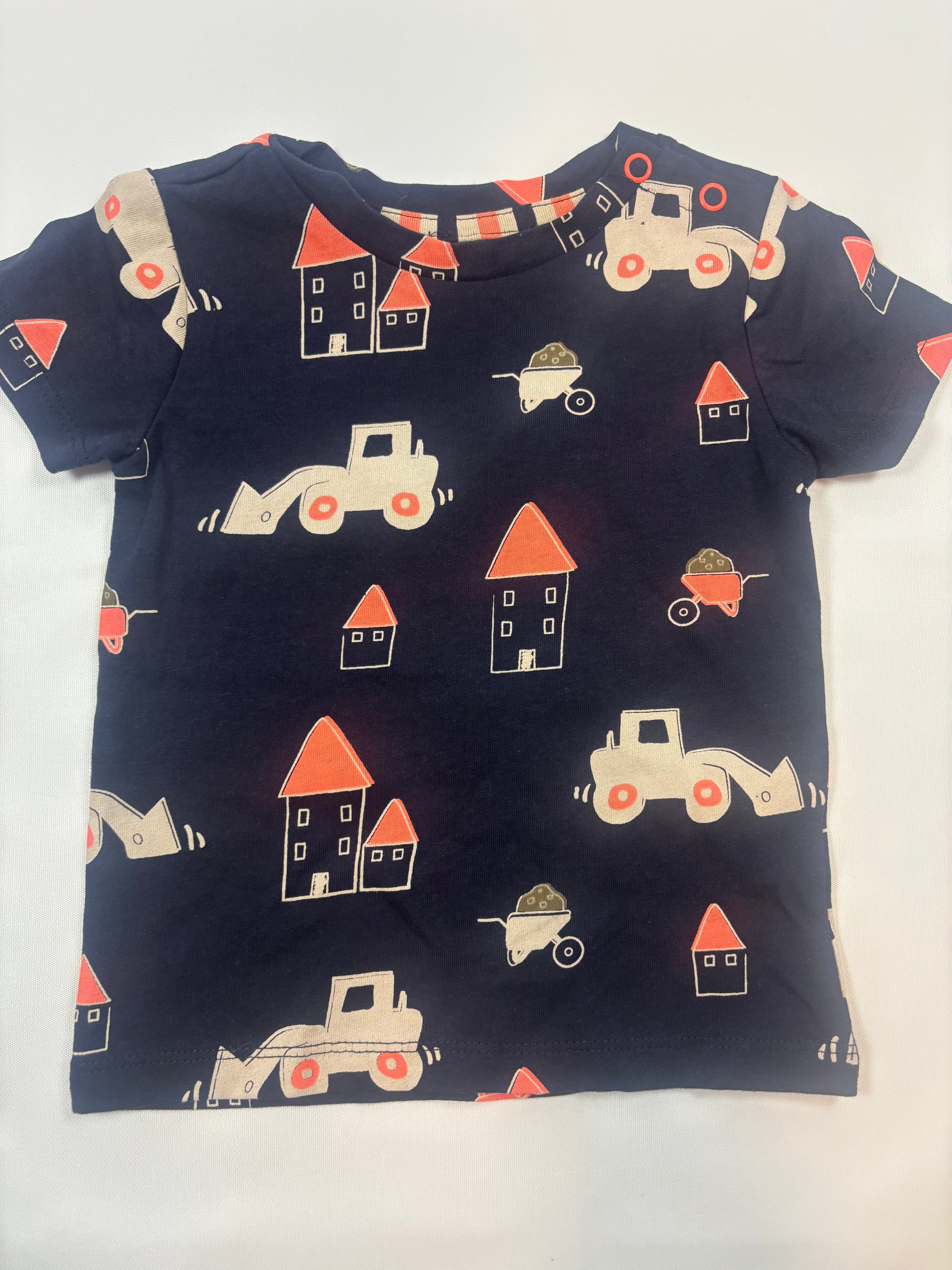 T-shirt noir motif tracteur garçon Smile – Taille 68 (neuf)