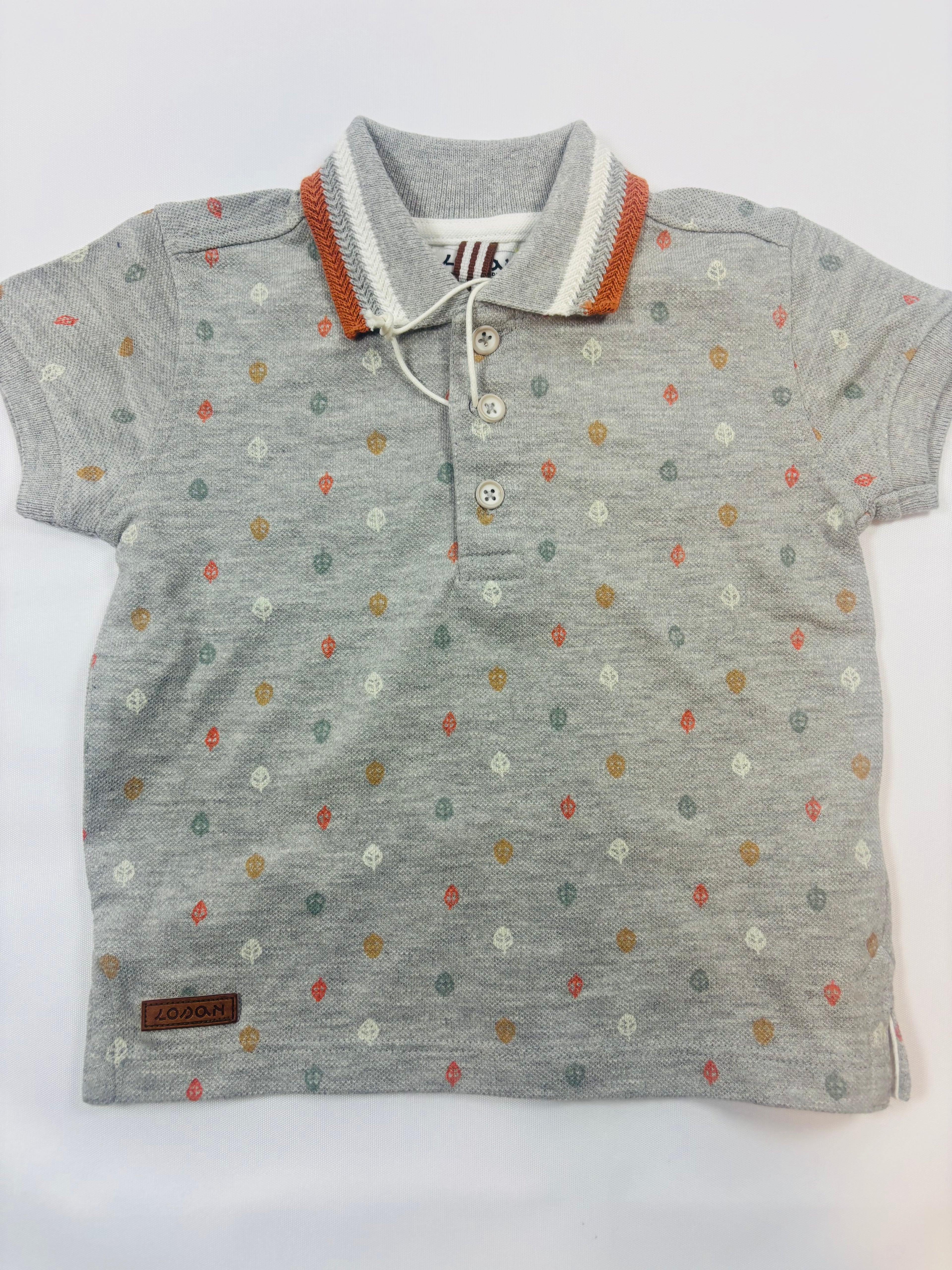 T-shirt gris motif feuilles garçon Losan – Taille 68 (neuf)