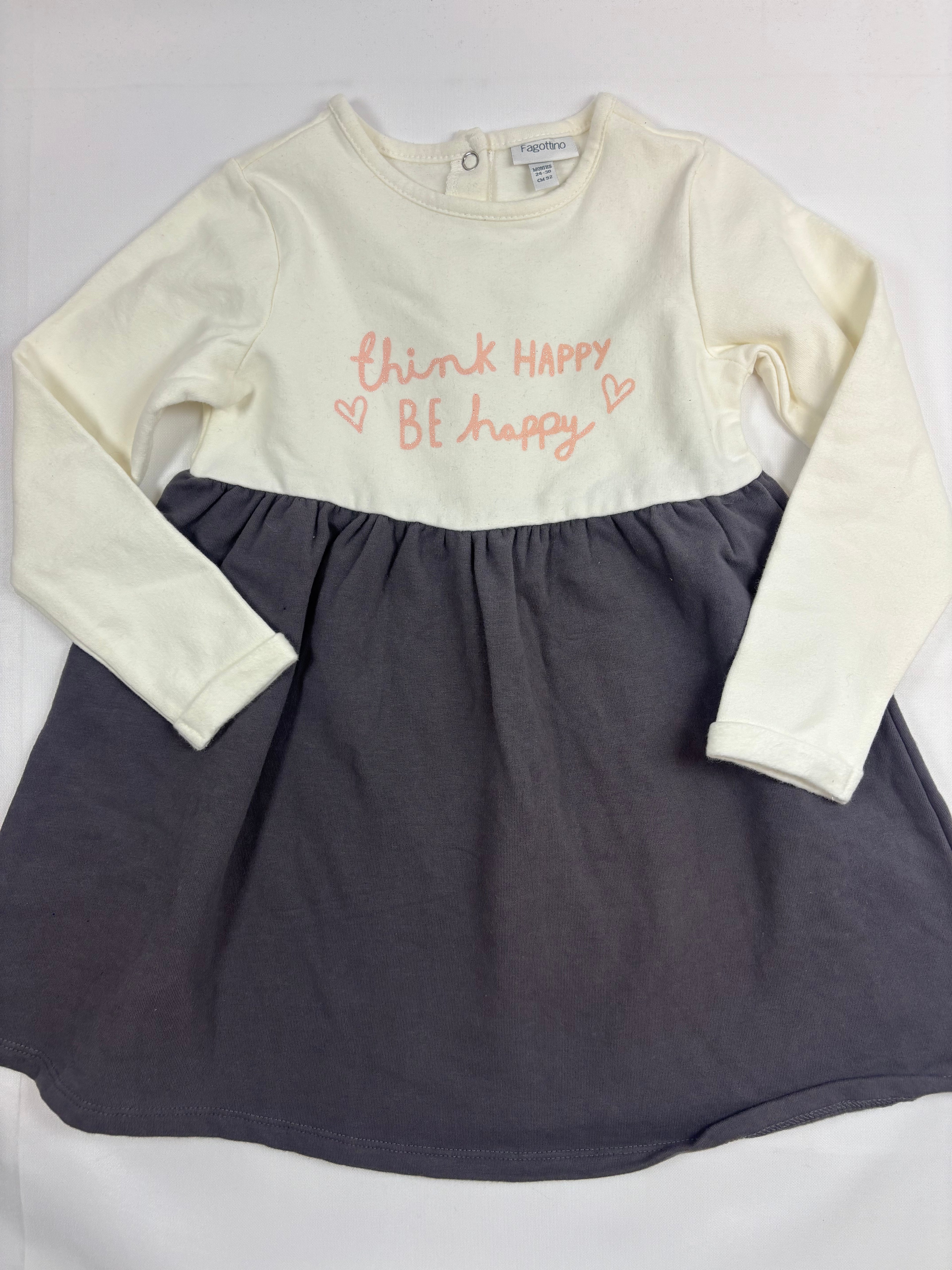 Robe blanche et grise Fagottino – fille, 92