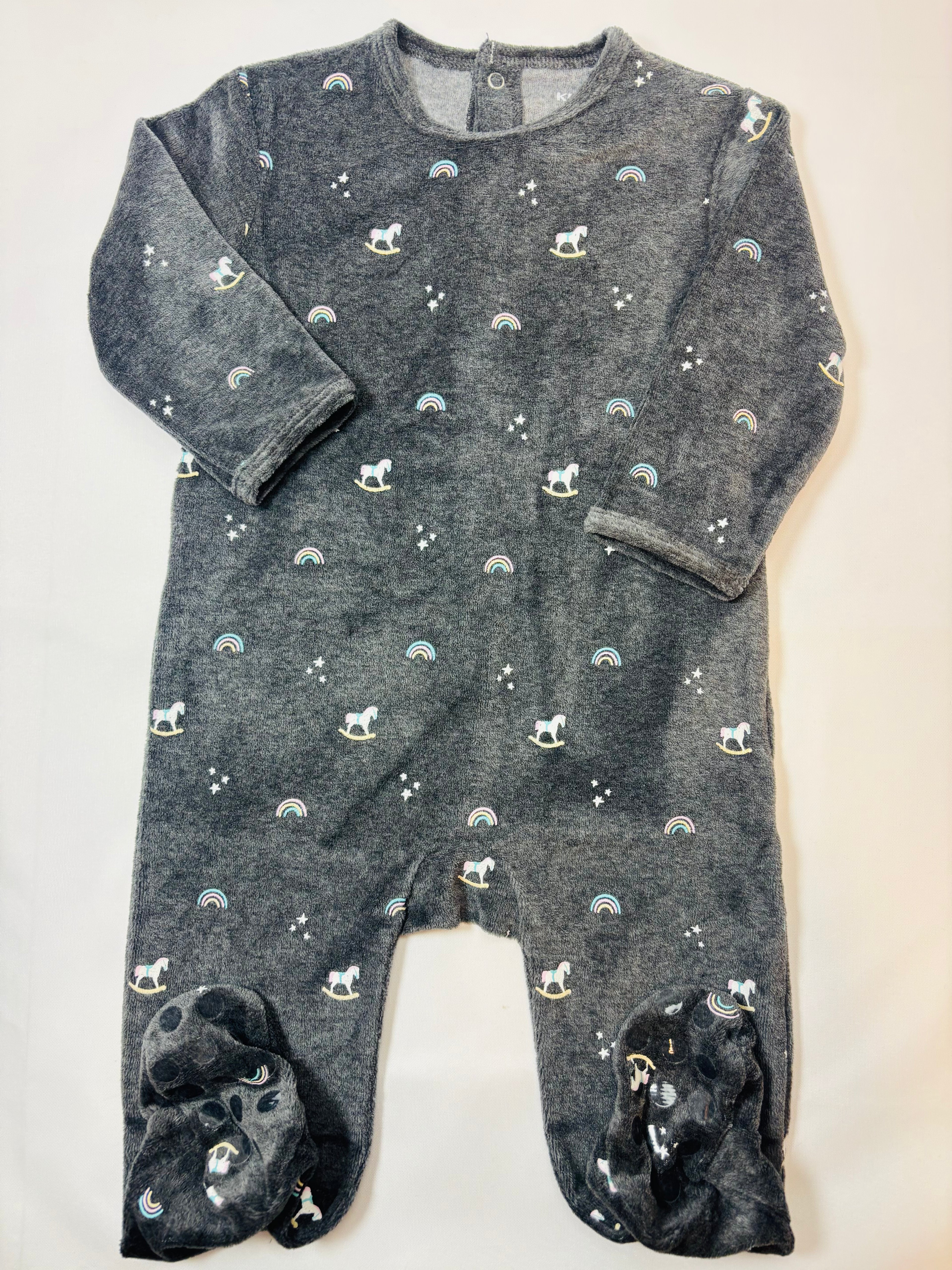 Pyjama une pièce gris et rose Kiabi fille – Taille 80