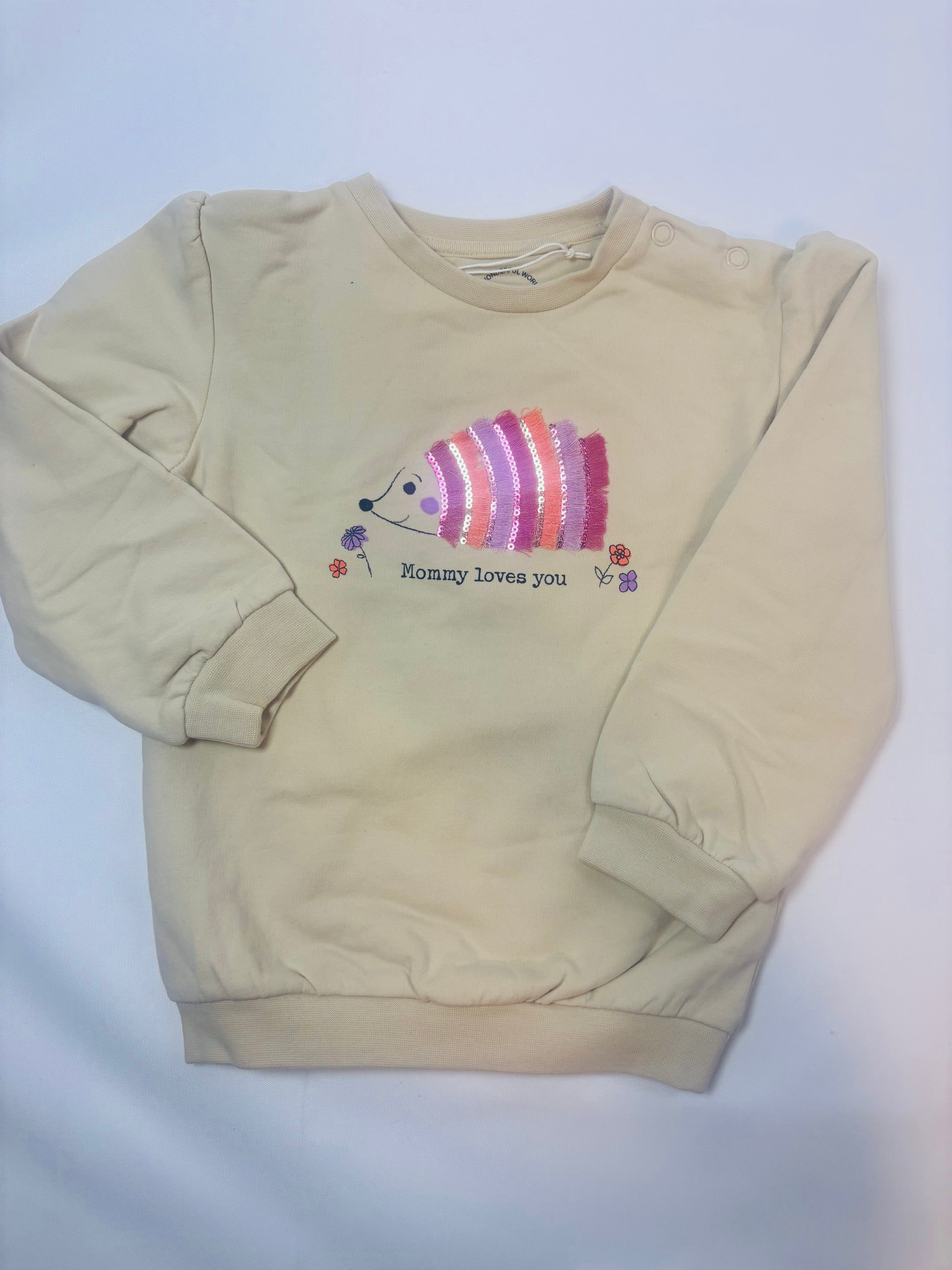 Pull beige motif hérisson – s.Oliver – Fille 92