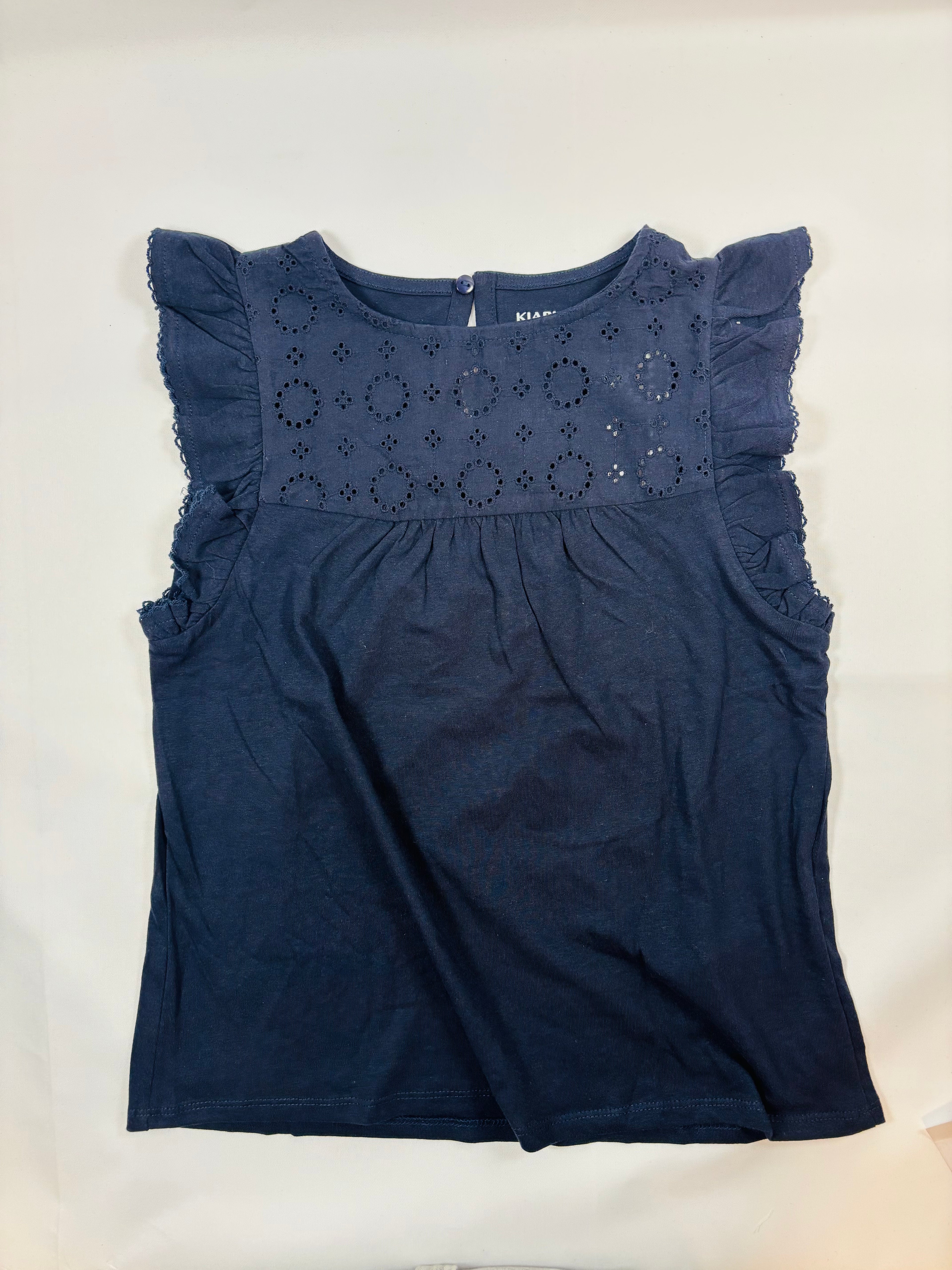 T-shirt bleu uni – Fille – 128