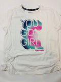 T-shirt fille blanc motifs bleu et rose 164 - Reebok