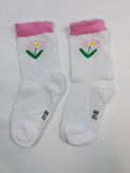 Chaussettes Smile blanches motif fleurs – 27–30 – Neuves
