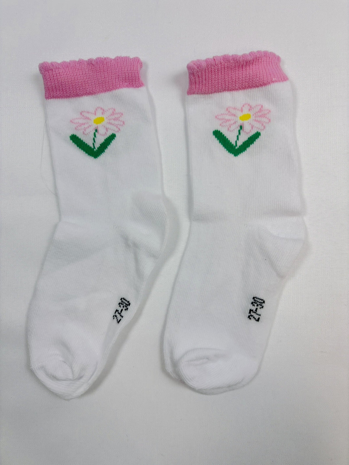 Chaussettes Smile blanches motif fleurs – 27–30 – Neuves