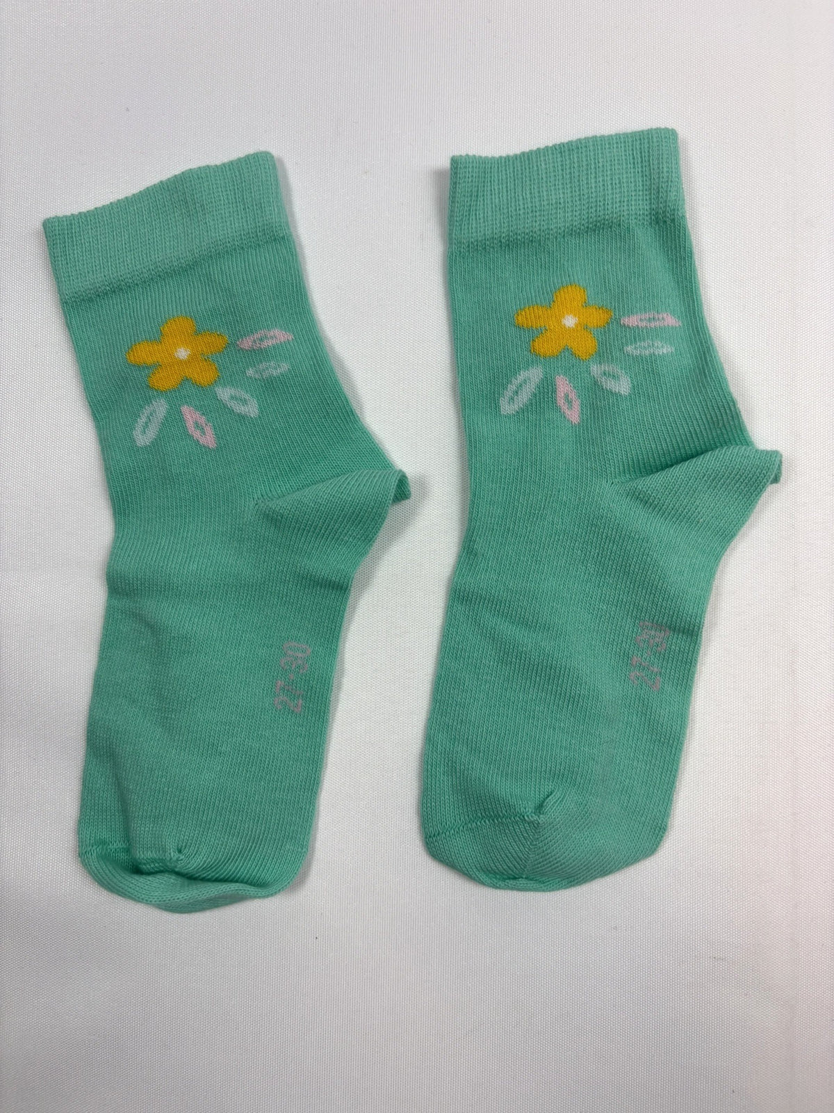 Chaussettes Smile vertes motif fleur – 27–30 – Neuves