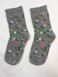 Chaussettes Smile grises motif fleurs – 27–30 – Neuves