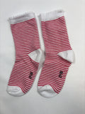 Chaussettes Smile blanches à rayures roses – 27–30 – Neuves