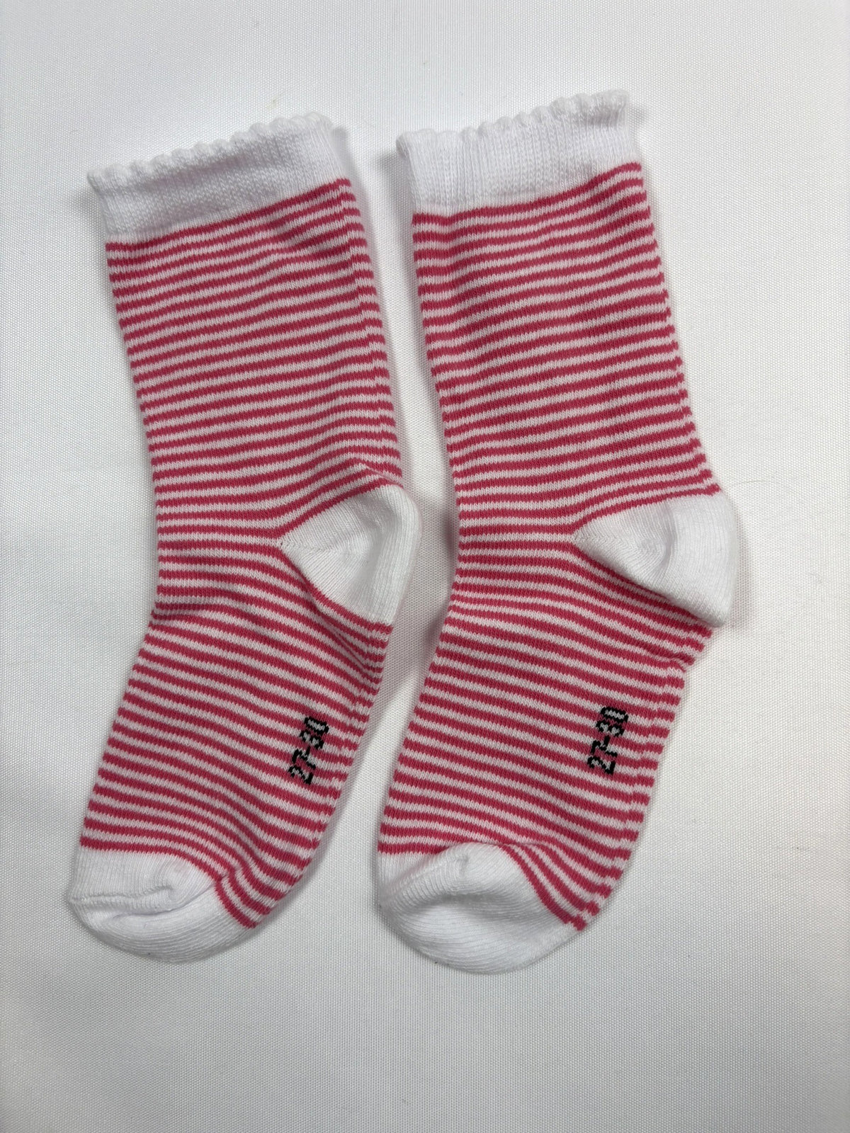 Chaussettes Smile blanches à rayures roses – 27–30 – Neuves