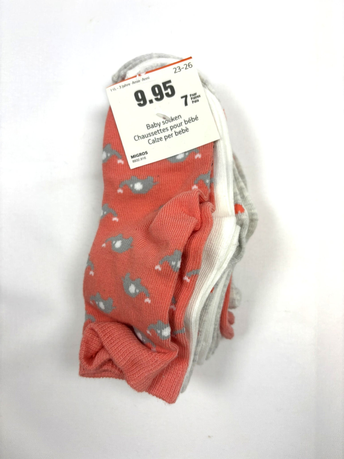 Lot de 7 paires de chaussettes orange et grises Smile – Fille 23–26