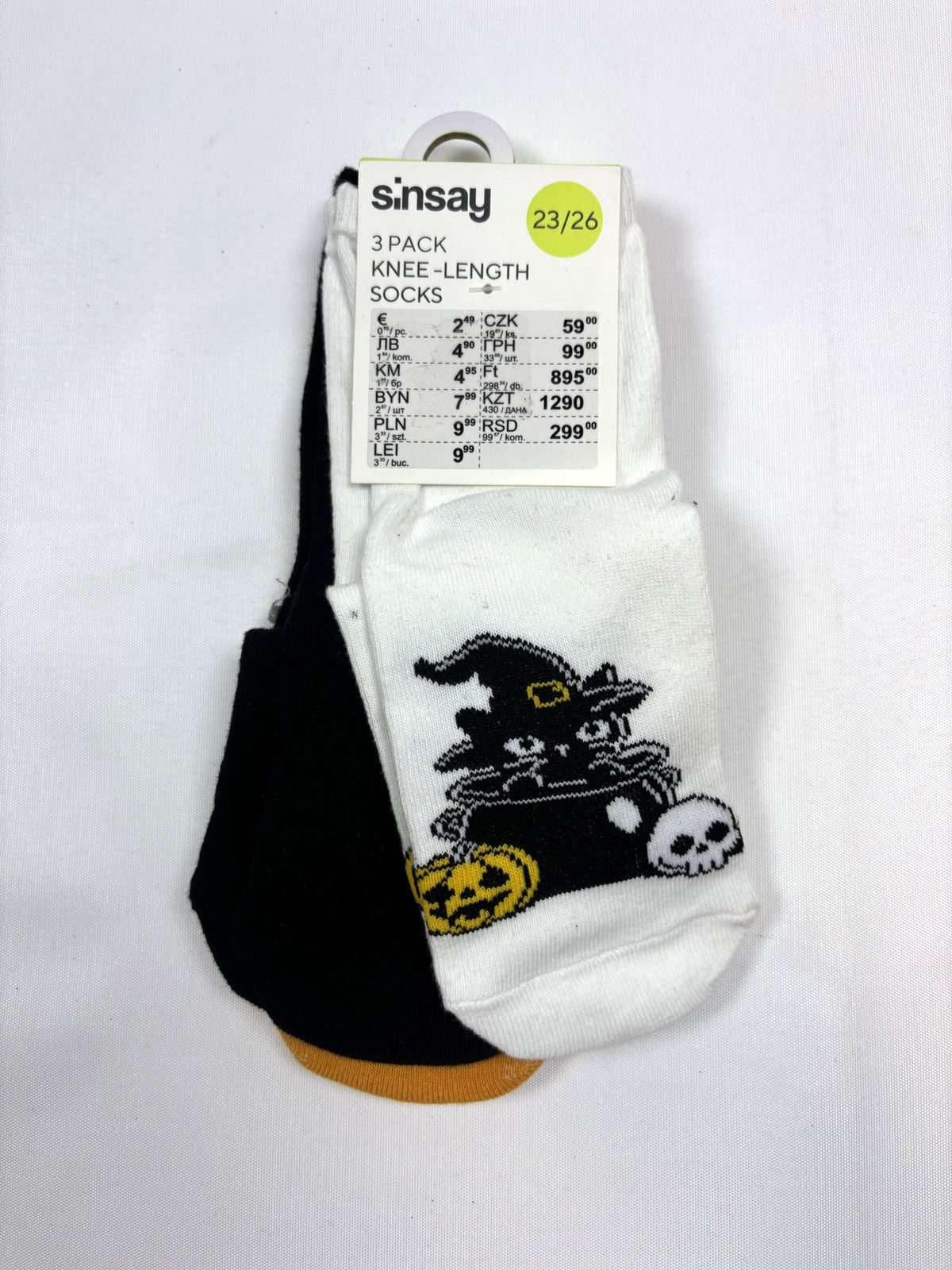 Lot de 3 paires de chaussettes Sinsay noires et blanches motif chat – 23–26 – Neuves