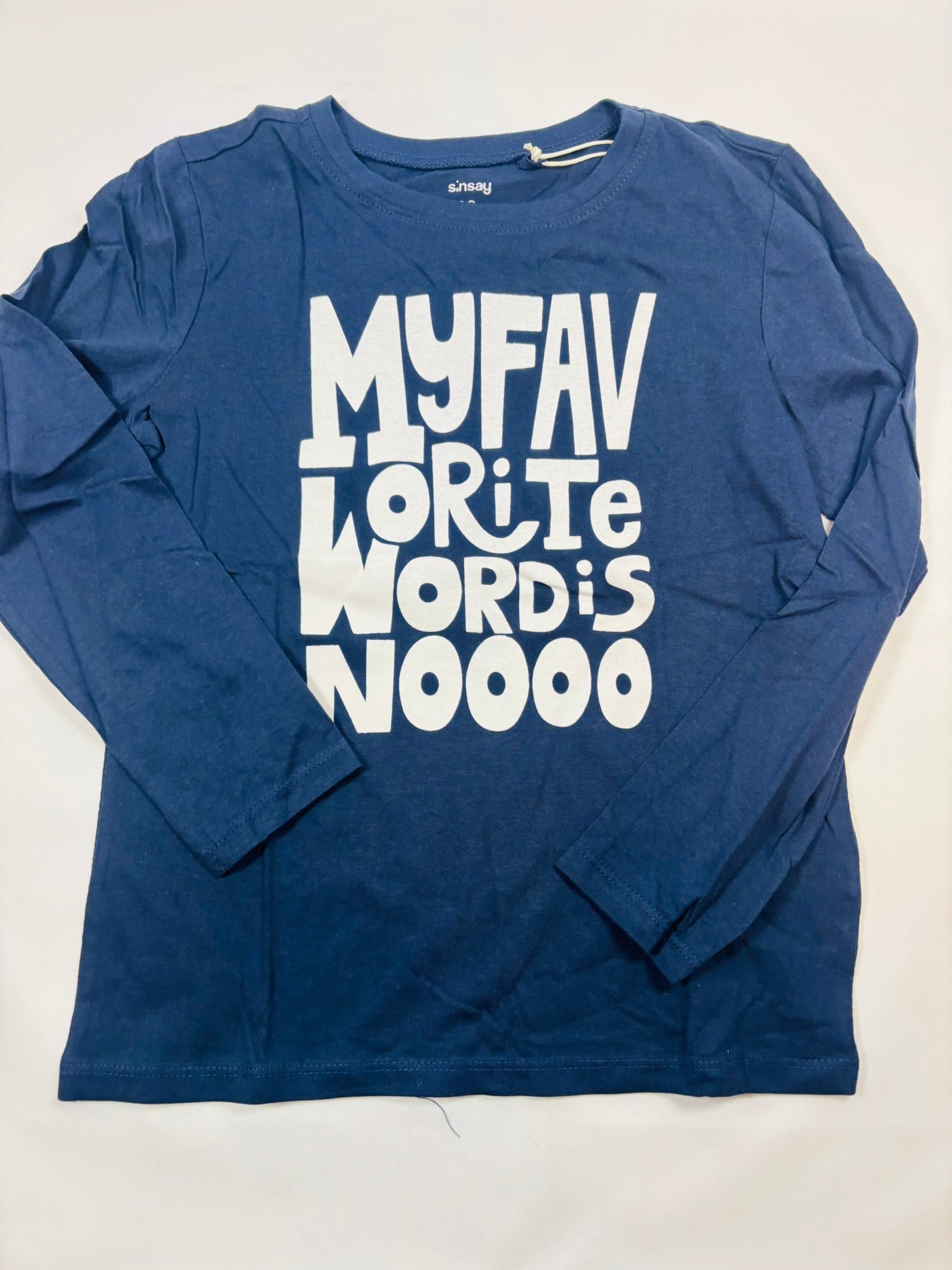 T-shirt manches longues Sinsay – Bleu & Blanc uni