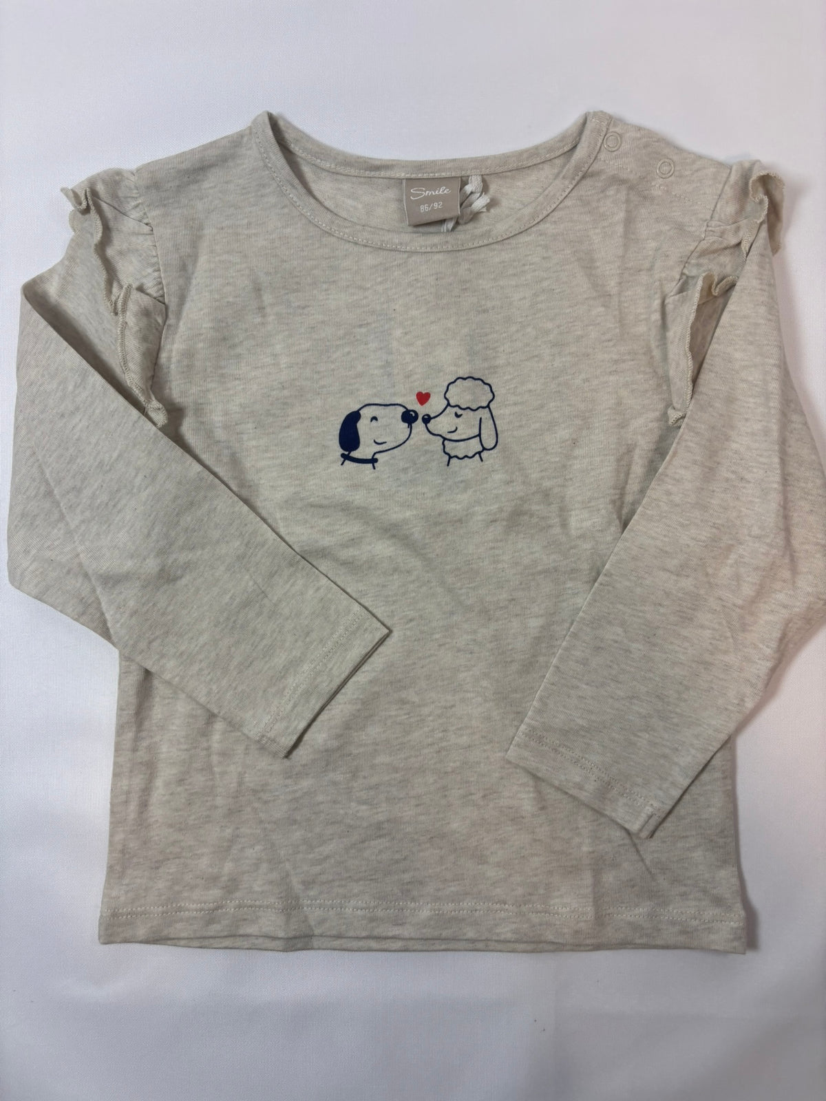 Sweat-shirt beige à motif chien Smile, fille 86-92