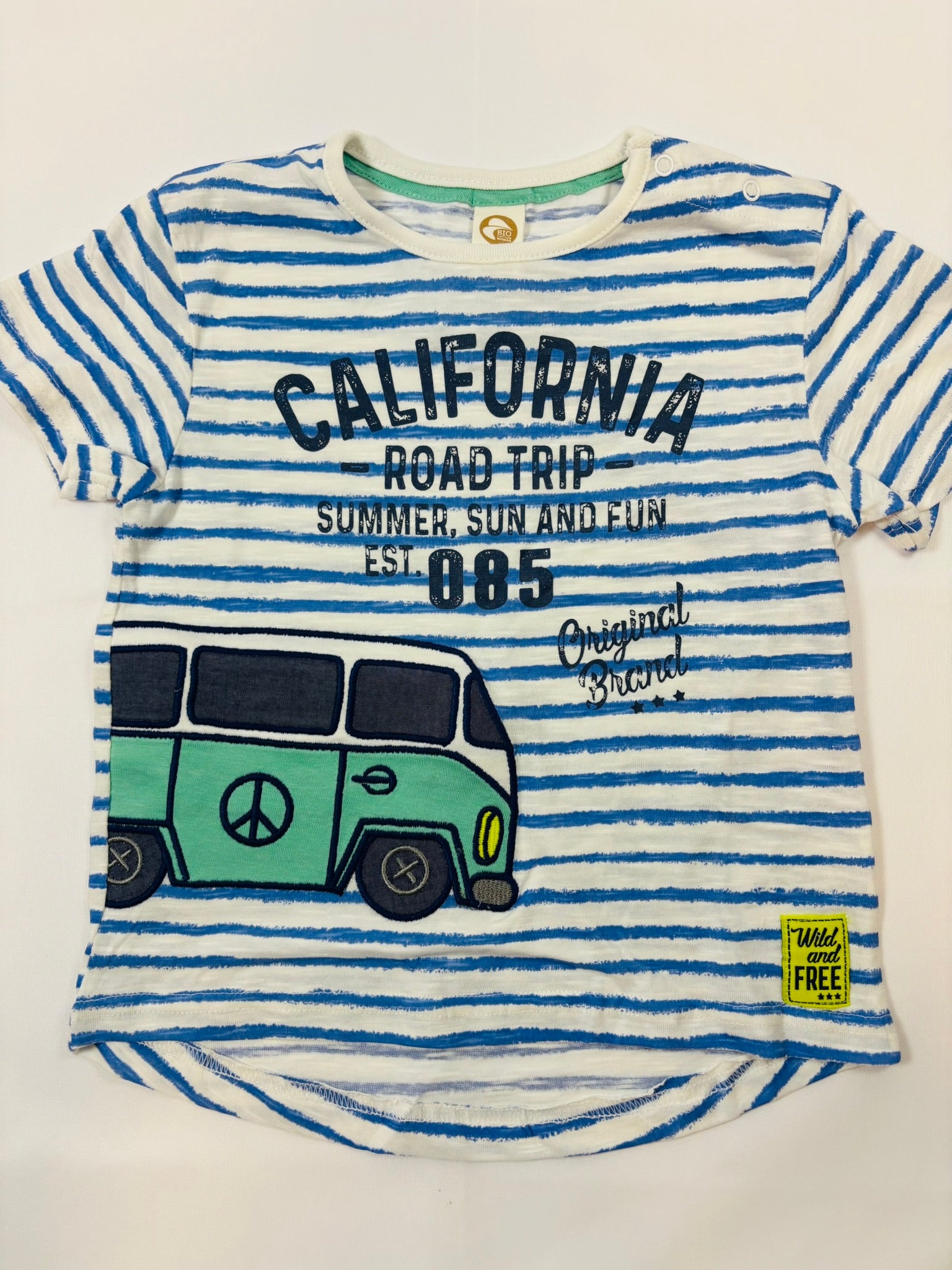 T-shirt rayé blanc et bleu garçon – taille 86