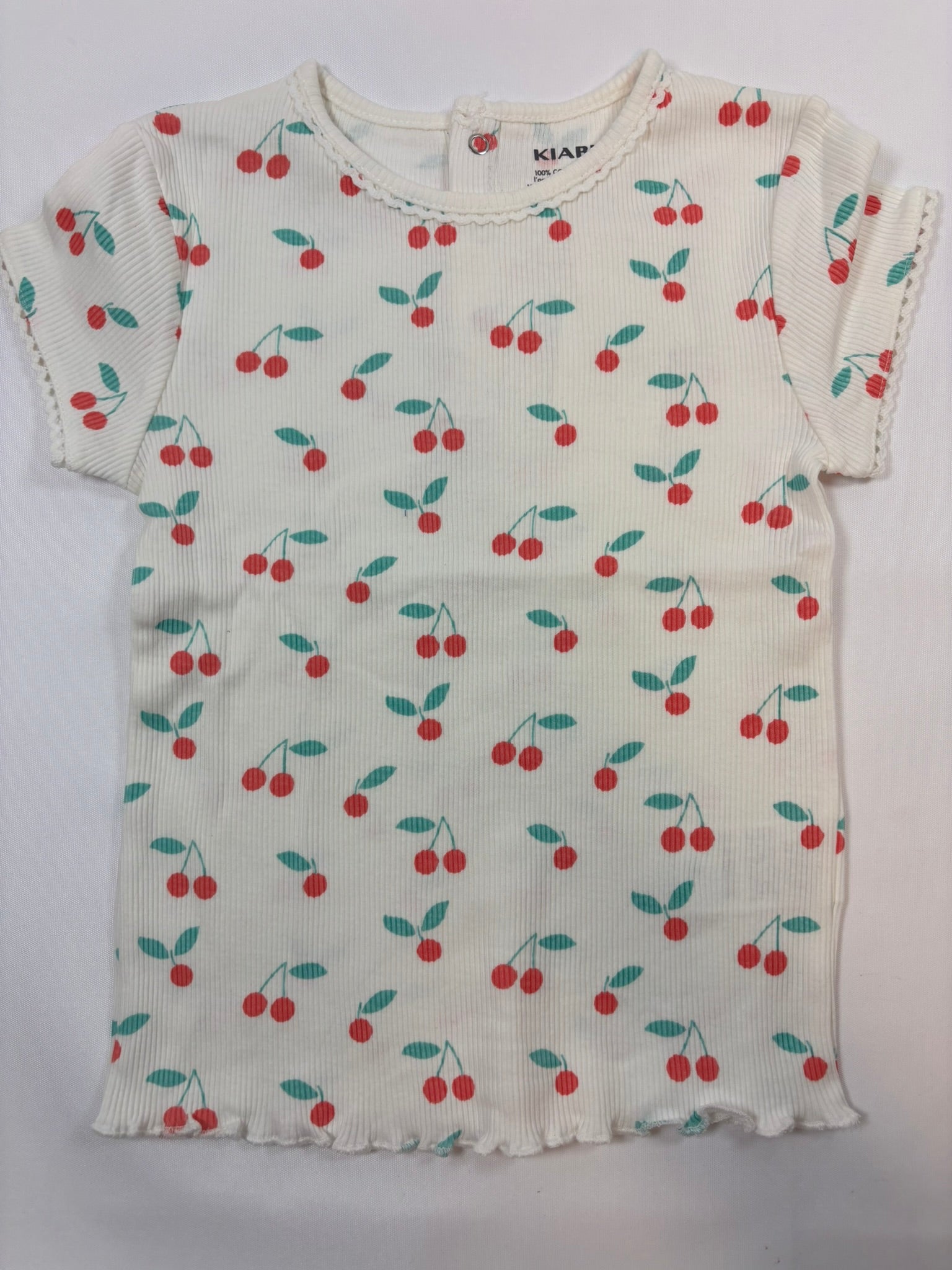 T-shirt Kiabi – Blanc motif cerises | Taille 86