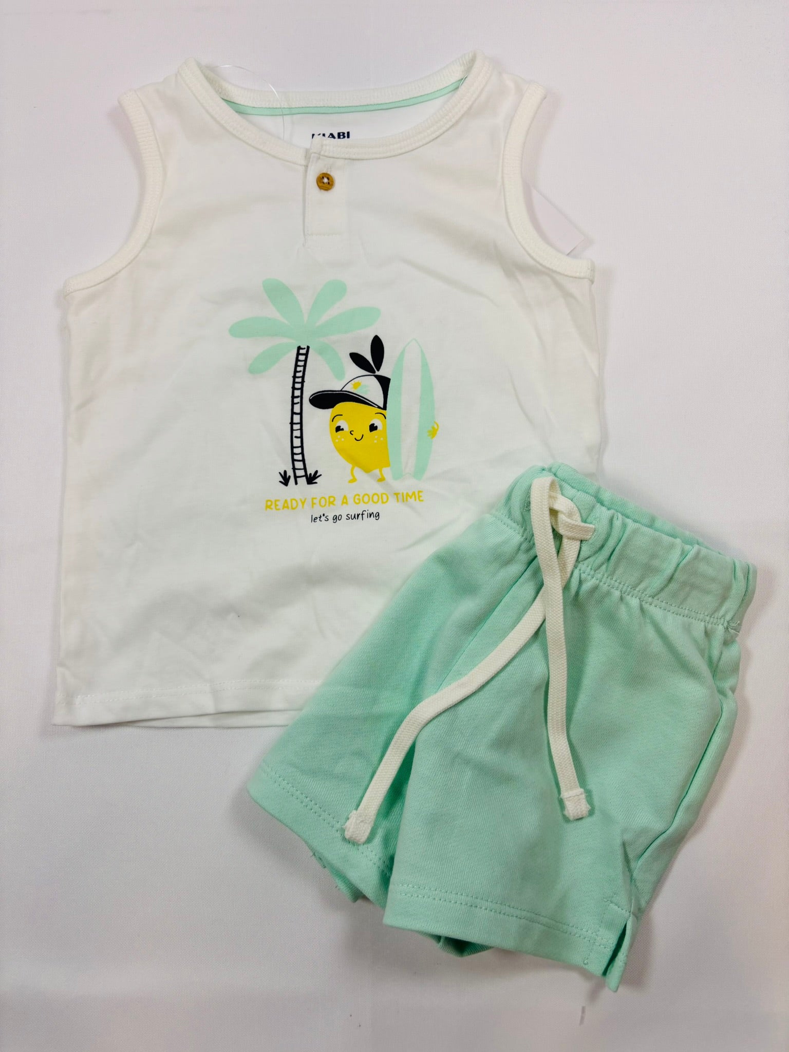 Ensemble blanc et turquoise motif smile garçon – Kiabi | 80