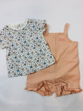 Ensemble t-shirt + salopette orange et blanc motif Minnie fille – taille 60