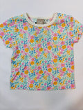 T-shirt blanc motif fleurs fille | 62-68