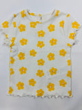 T-shirt fille blanc motif fleurs - Kiabi