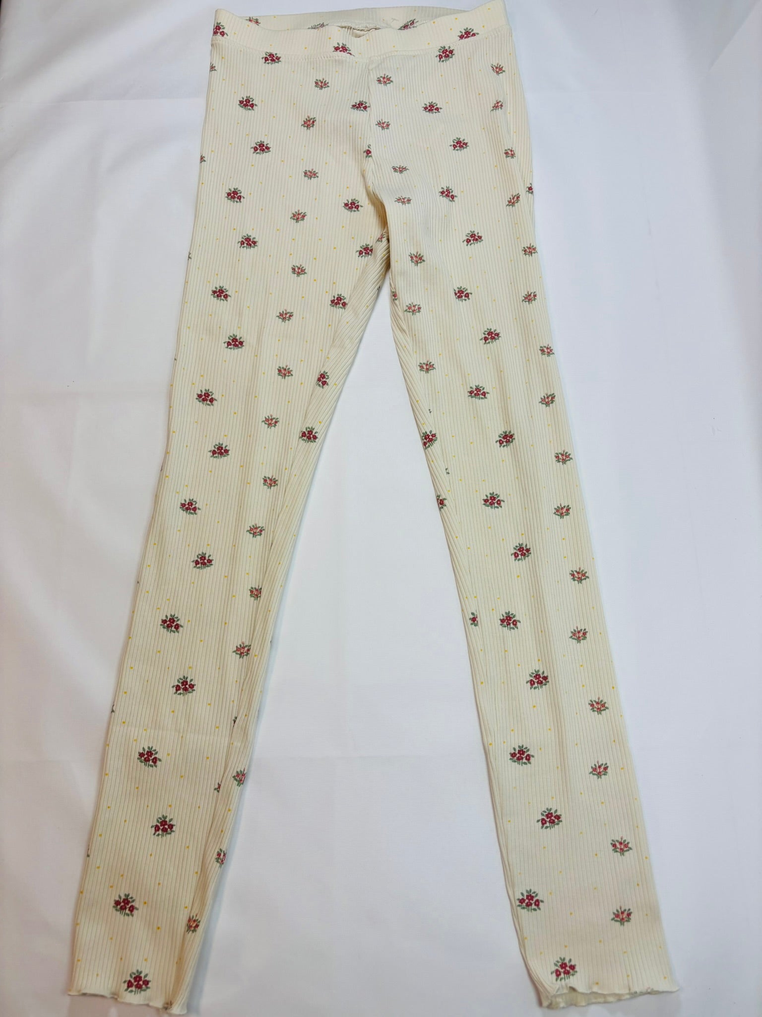 Legging blanc motif fleurs fille – taille 146-152