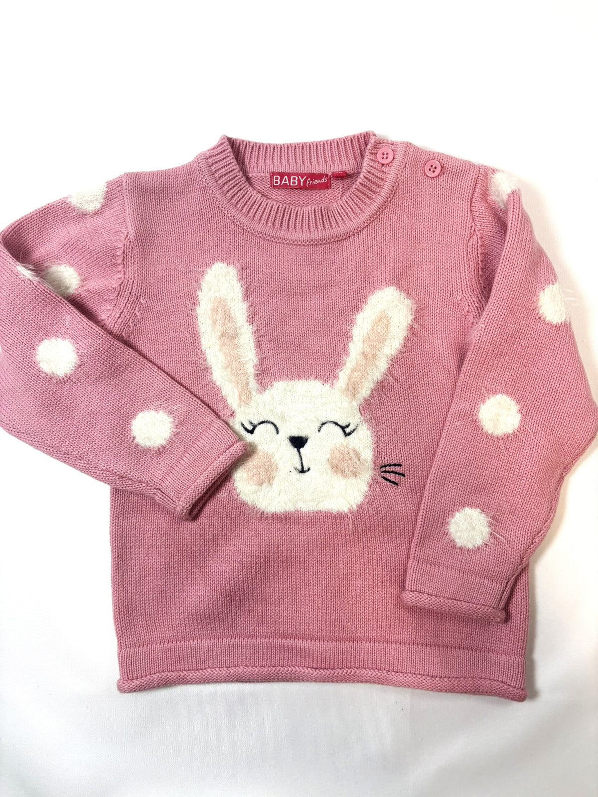 Pull rose motif lapin Baby Friends – Fille 86