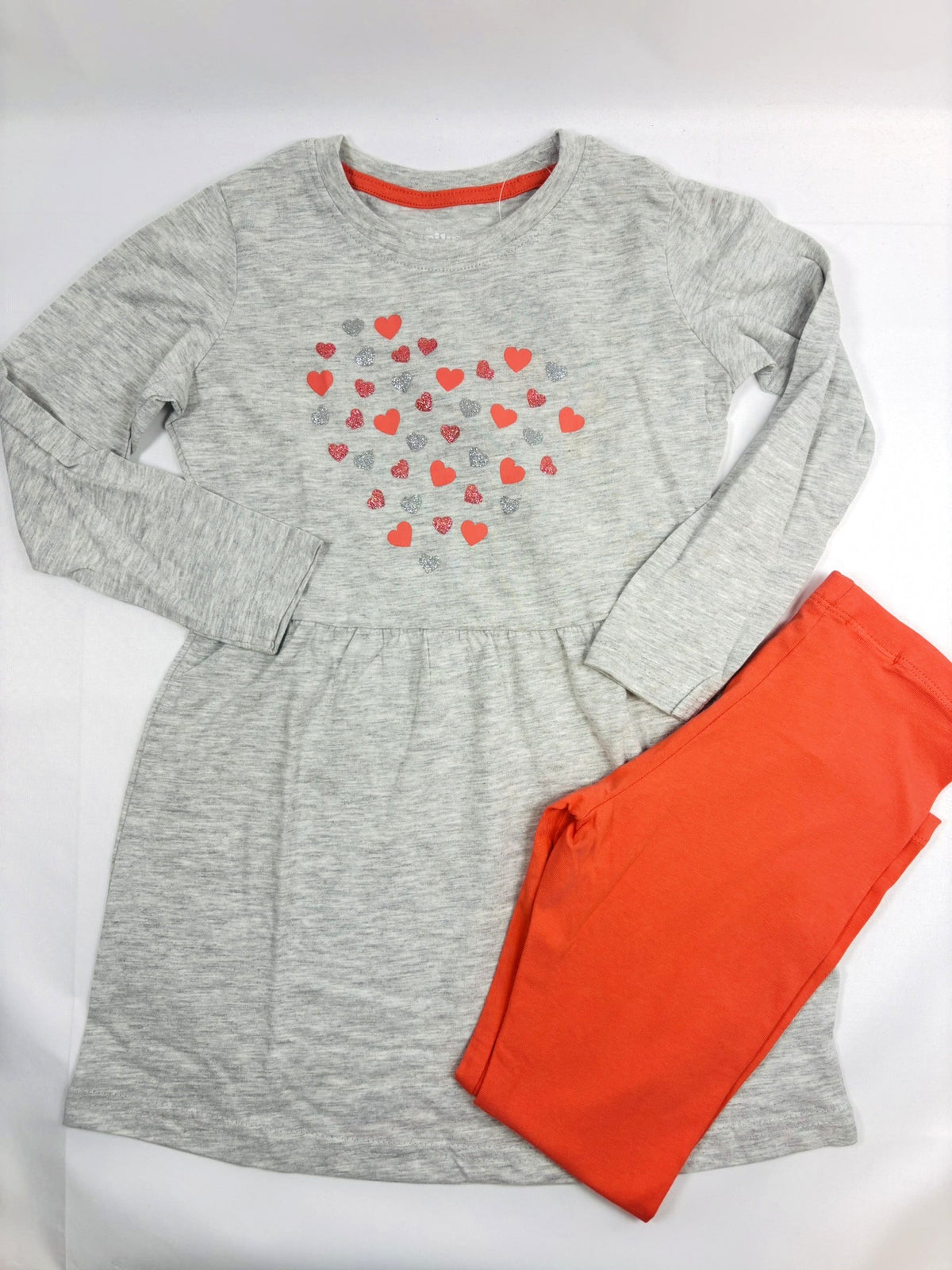 Ensemble robe et legging gris et corail Lupilu, taille 110–116