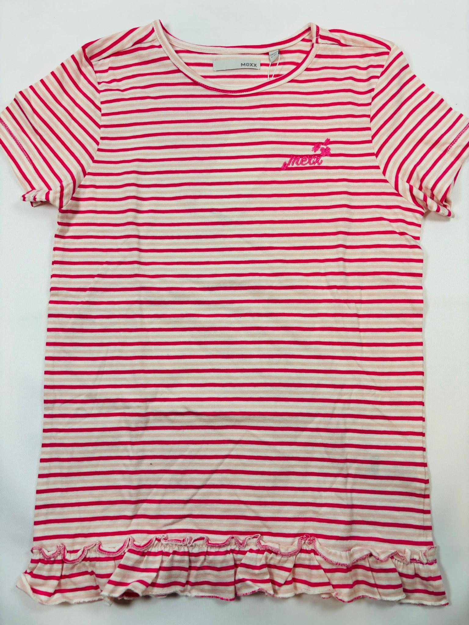 T-shirt rayé blanc et rose fille – Mexx | 134-140