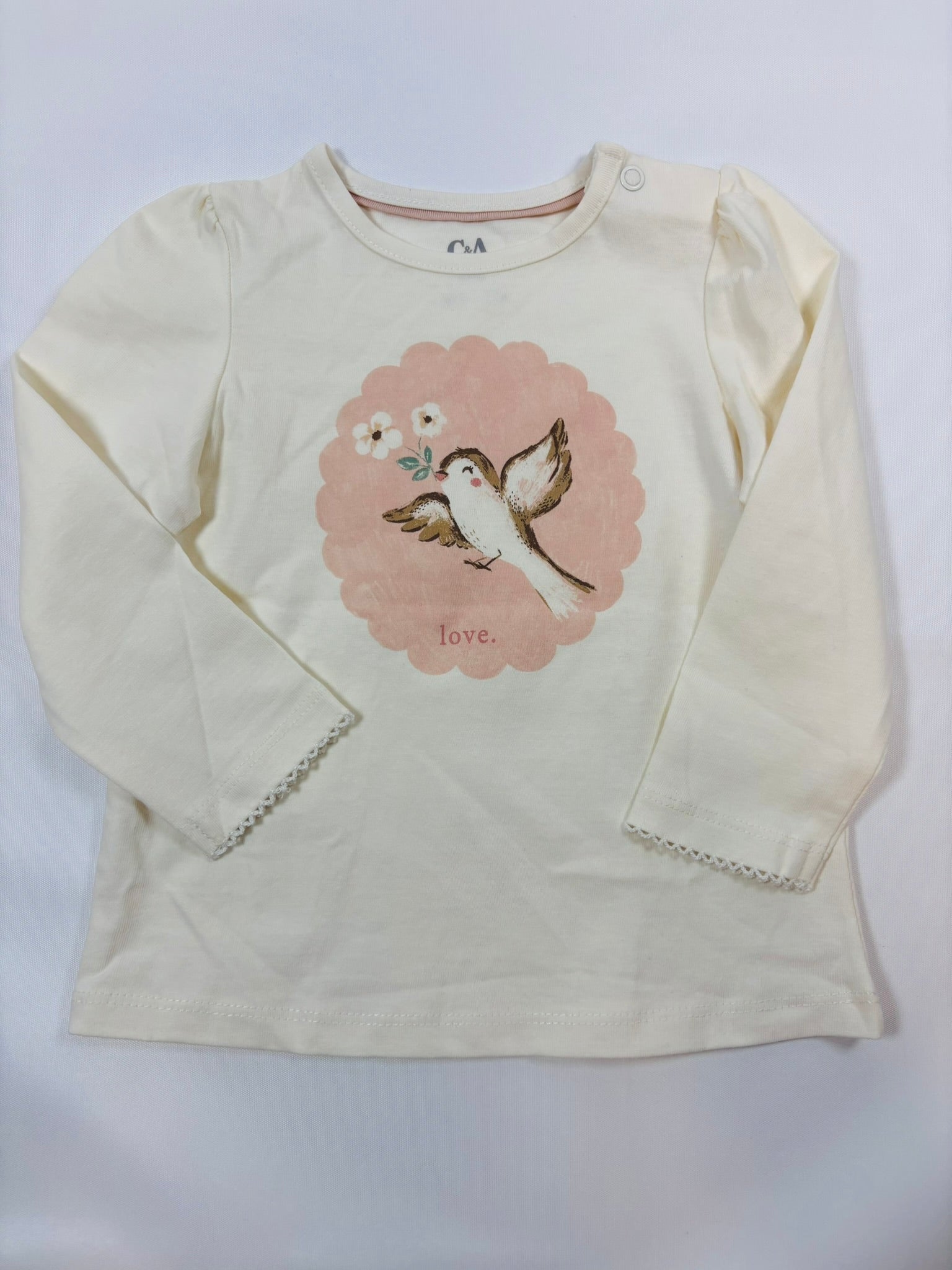 T-shirt manches longues fille blanc motif oiseau - C&A