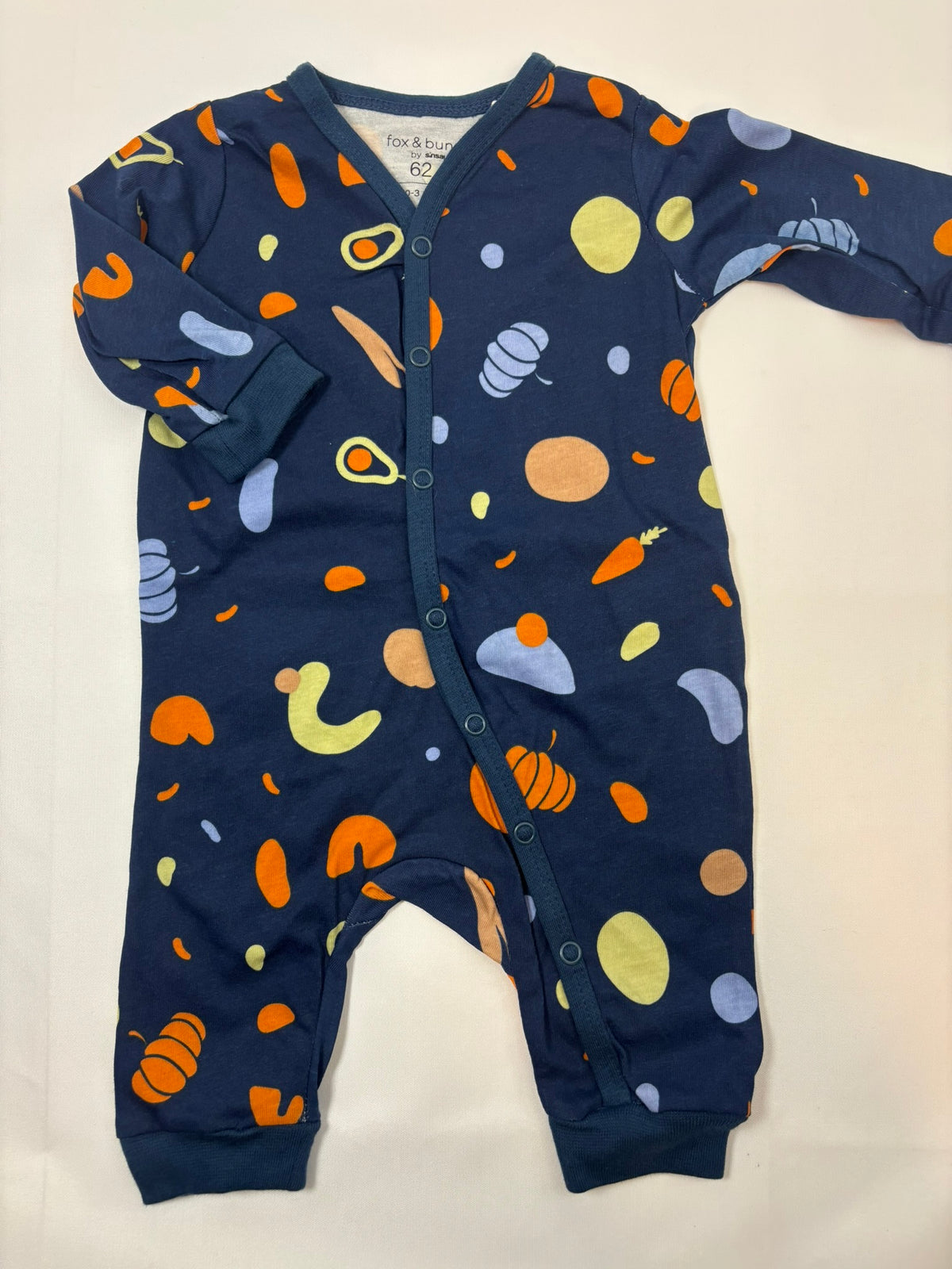 Pyjama 1 pièce bleu à motif courges Fox and Bunny, garçon 62