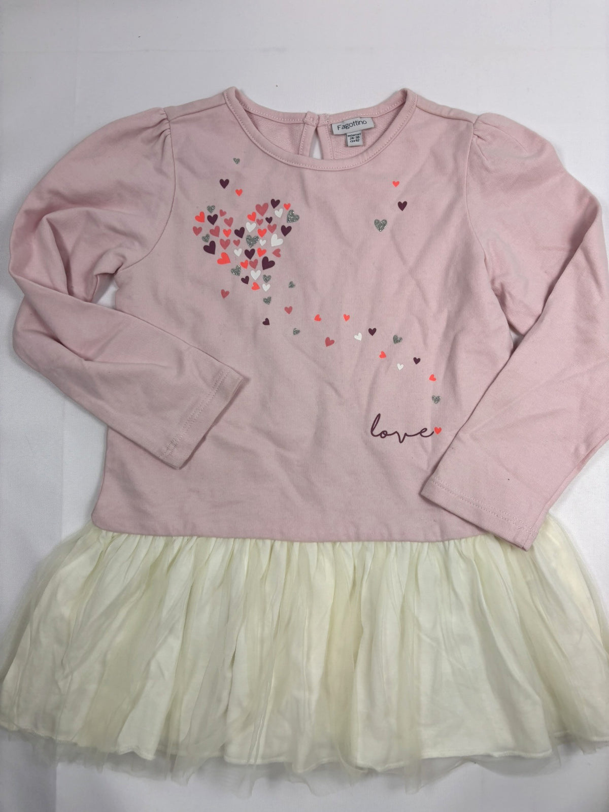 Robe rose et blanche Fagottino – Fille 92
