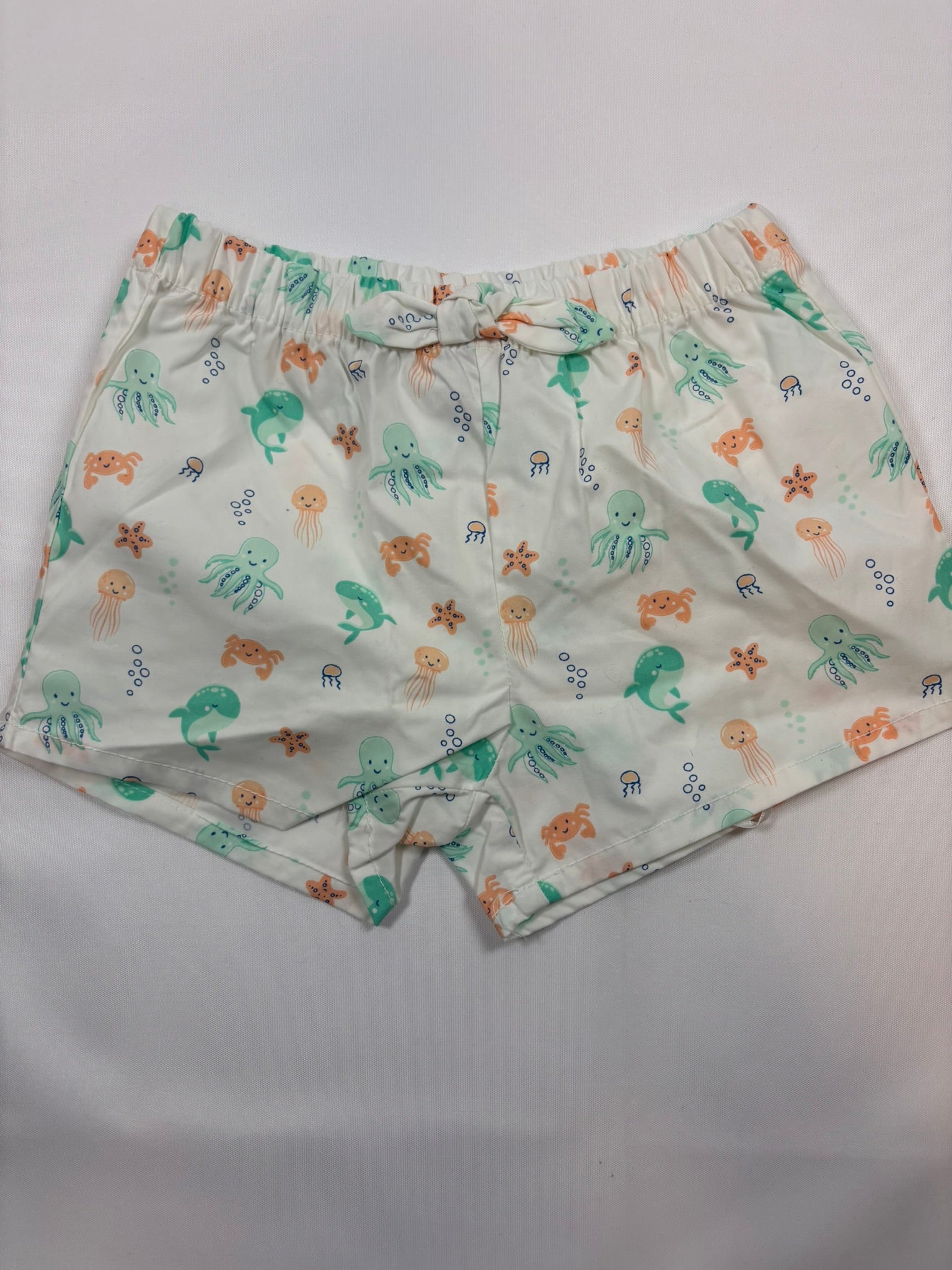 Short fille blanc motif animaux de la mer - Smile
