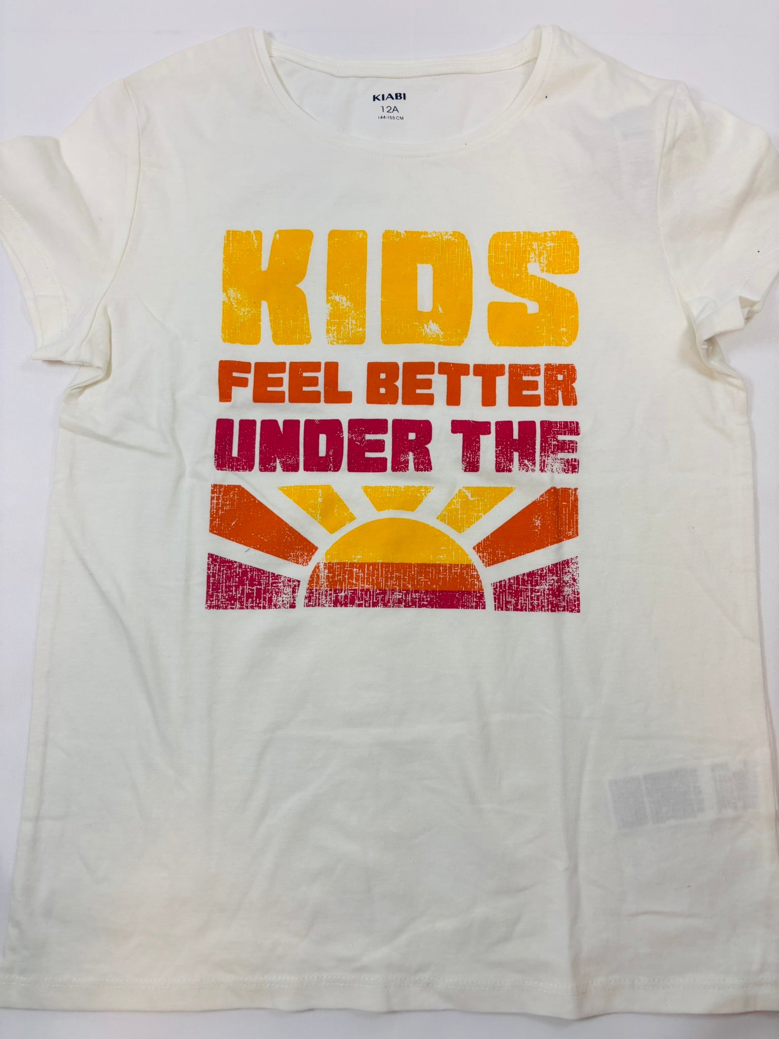 T-shirt blanc motif soleil fille – taille 146-152